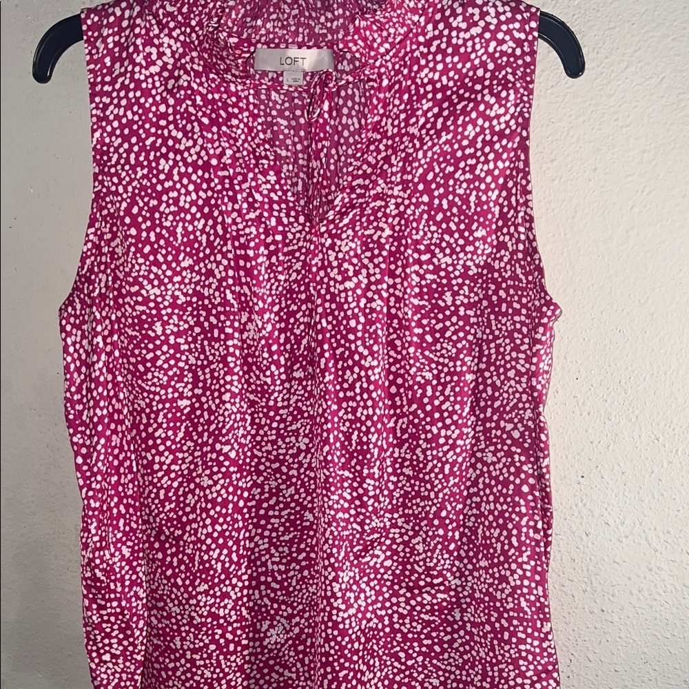 LOFT Fuchsia and White Patterned Sleeveless Top